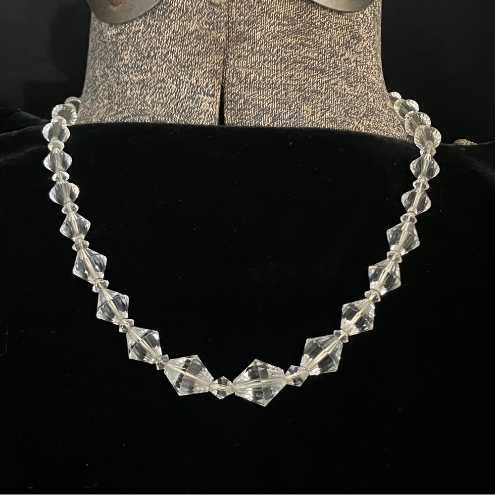 Vintage Bicone Cut Glass Beaded Necklace